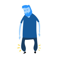 Man with swollen feet icon. Colorful flat vector illustration. Isolated on white background.