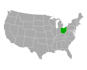 Fototapeta na wymiar Karte von Ohio in USA
