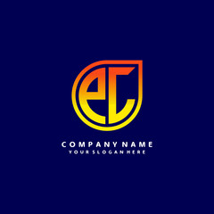 letter PL orange abstract logo, with a blue background