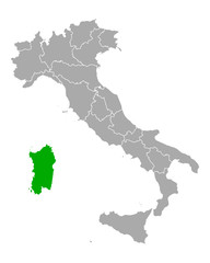 Karte von Sardinien in Italien