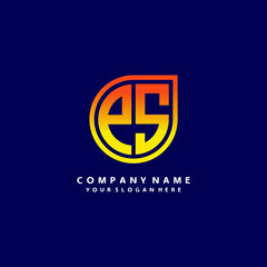 Obraz premium letter PS orange abstract logo, with a blue background