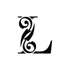 letter L capital.  Black flower alphabet.  Beautiful letters 