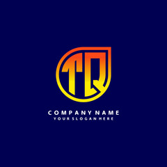 letter TQ orange abstract logo, with a blue background