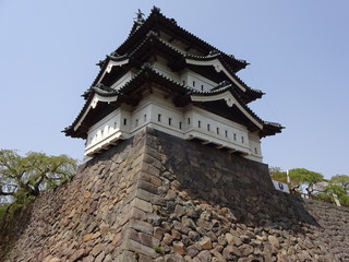 Fototapeta na wymiar Hirosaki Castle with Cherry plant in Japan