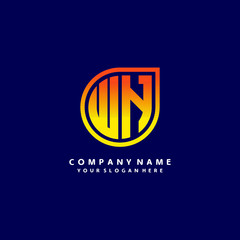 Naklejka premium letter WN orange abstract logo, with a blue background