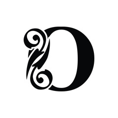 Fototapeta premium letter O capital. Black flower alphabet. Beautiful letters 