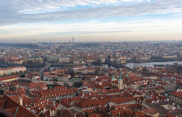 Fototapeta na wymiar Beautiful aerial view of Prague skyline