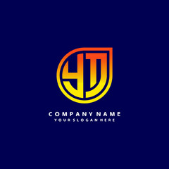 letter YT orange abstract logo, with a blue background