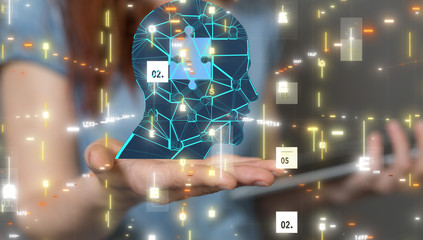 Human head cyber mind digital technology