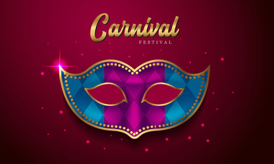 Carnival Poster Template. Mardi Gras Mask. Vector illustration