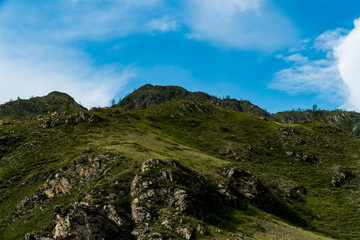 Background image of a mountain landscape. Russia, Siberia, Altai