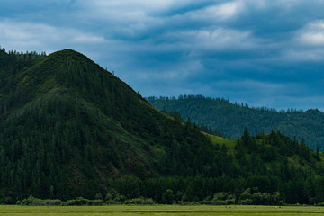 Background image of a mountain landscape. Russia, Siberia, Altai