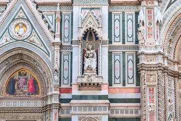 Detail of Cathedral Church Duomo basilica di santa maria del fiore in Florence - 314440192