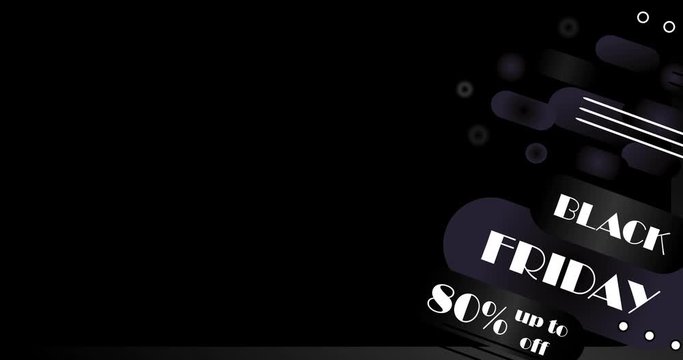80 Black Friday Animation Banner. Black Friday Promotion Campaign. Modern Design Concept. Special Price Discount Offer Banner 4k. Up to 80 off. Sticker Colorful Label Popup. Transparent background