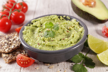 mexican guacamole sauce and bread
