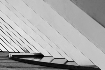 Architecture of the modern white building , Black and white style