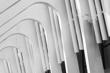 Architecture of the modern white building , Black and white style