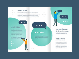People  speaking message Tri-fold brochure design template