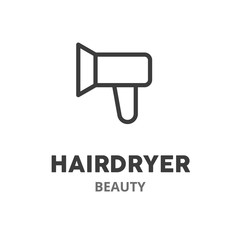 Hairdryer thin line icon. Concept of beauty service, hairdresser. Vector illustration symbol element for web design. .