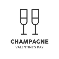 Champagne thin line icon. Concept of celebration, alcohol drink. Vector illustration symbol element for web design.