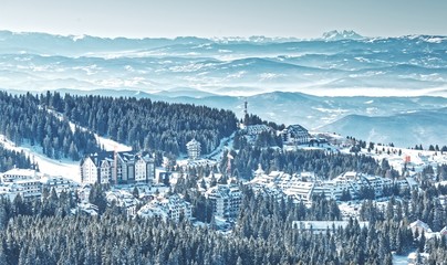 Ski mountain winter resort scenic view Kopaonik in Serbia
