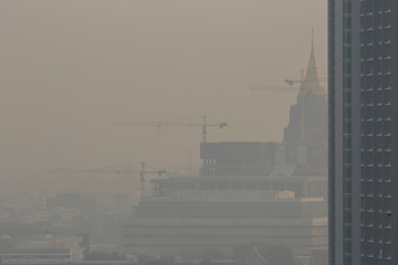 Fototapeta na wymiar air pollution over Bangkok Thailand, PM2.5, January 2020