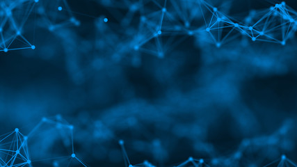 3D rendering abstract futuristic with connection glowing lines and particle on dark blue background, Structure for Science technology concept plexus. Illustration. Sci Fi