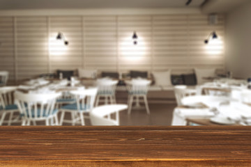 table background of free space and blurred bar space 