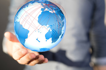 World map point, line, composition, representing the global,