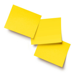 Yellow blank stickers, isolated on white background