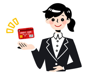 office worker / woman / credit card