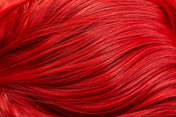Close up view of colored red hair
