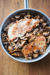 Chicken breasts fried with mushrooms 