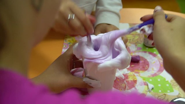 mixing the slime preparation mixture