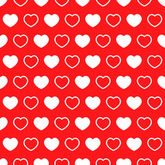 Red romantic seamless pattern background with hearts for Valentines day.