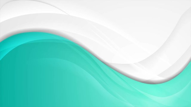 Turquoise and grey smooth blurred waves abstract motion background. Video animation Ultra HD 4K 3840x2160