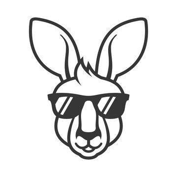 Kangaroo Head in Sunglasses Icon. Logo on White Background. Vector Stock  Vector | Adobe Stock