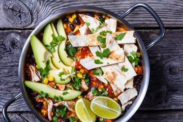 Chicken Taco Soup in a metal pot