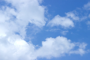 white fluffy clouds in the blue summer sky