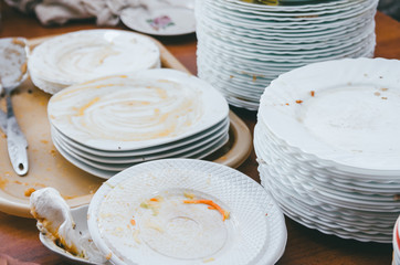 set of dirty plates