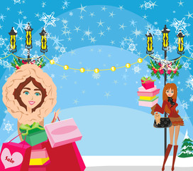 beautiful girls during the winter sale