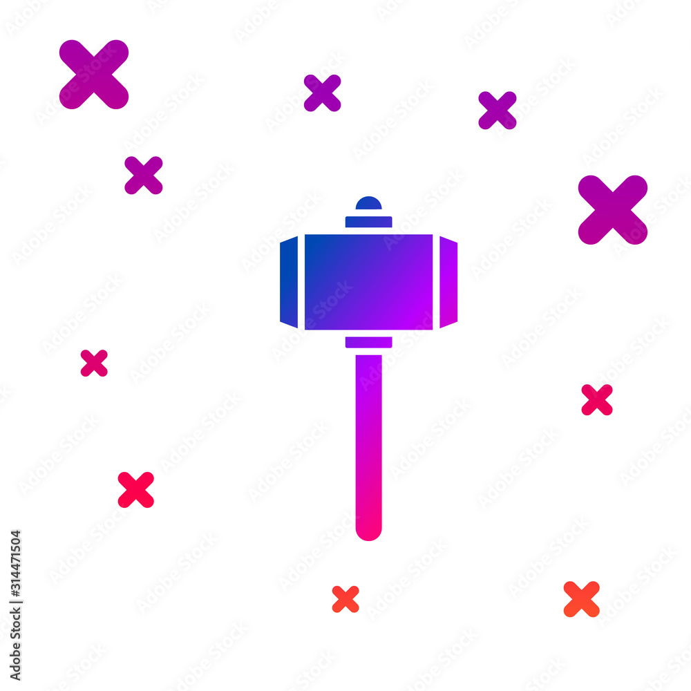 Sticker Color Battle hammer icon isolated on white background. Gradient random dynamic shapes. Vector Illustration