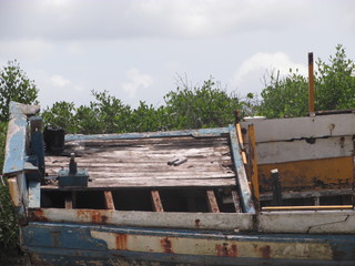 Fototapeta premium old wooden boat on the beach