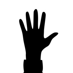 Human Hand icon silhouette isolated in the white background. Flat style. Vector illustration