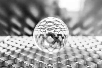 Glass ball photograph with different colors and patterns