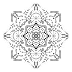 Flower Mandala. Vintage decorative elements. Oriental pattern, vector illustration. Islam, Arabic, Indian, moroccan, spain, turkish, pakistan, chinese, mystic, ottoman motifs. Coloring book page.