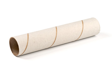 brown paper tube isolated on white background