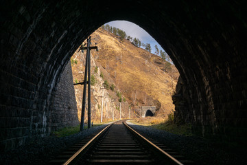 Fototapeta na wymiar View from the railway tunnel
