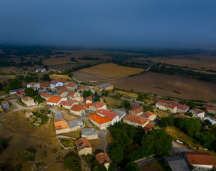 Fototapeta na wymiar Aerial View, Lastras de las Heras, Valle de Losa, Junta de Traslaloma, Las Merindades, Burgos, Castilla y Leon, Spain, Europe