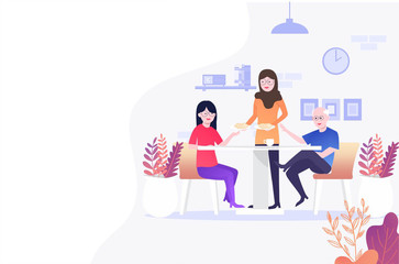 Illustration of people relaxing at home